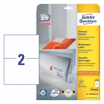 Hojas de etiquetas Avery Zweckform modelo 6176 — hojas imprimibles 210 × 148 mm, formato de paquete