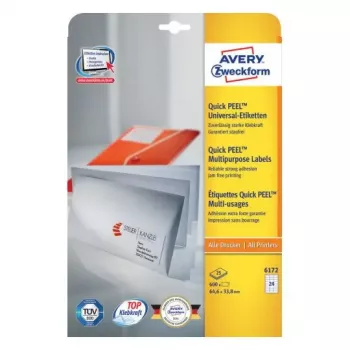 Etiquetas autoadhesivas Avery Zweckform 6172 — rectangulares, permanentes, blancas, 600 uds.