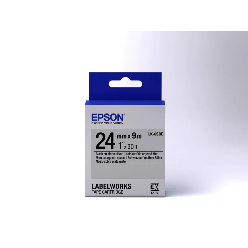 Cartucho de etiquetas Epson mate LK-6SBE negro/plata mate 24 mm (9 m)