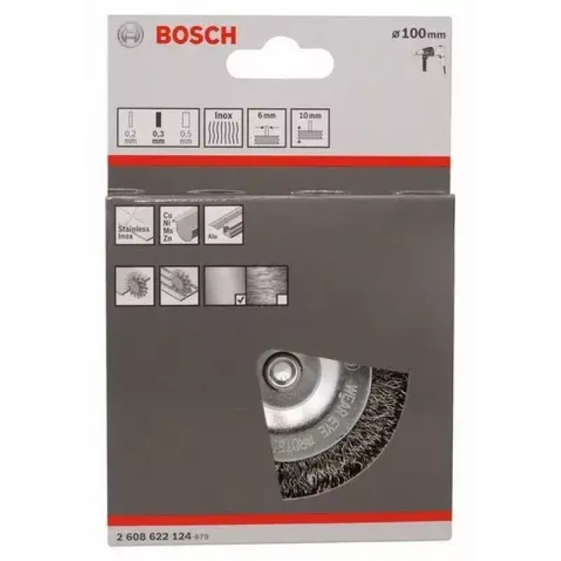 Cepillo de alambre circular Bosch 2 608 622 124 10 cm diámetro de vástago 6 mm