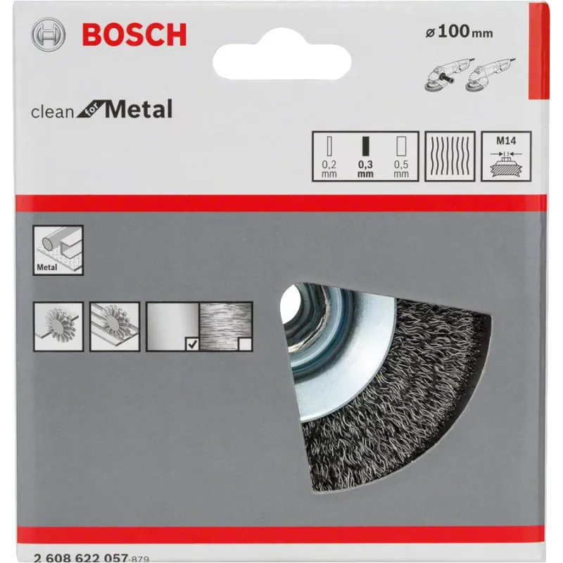 Cepillo de lijar Bosch Clean for Metal Tapered Brushes Crimped Wire