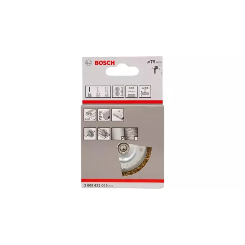 Bosch 2608622009 cepillo de disco, Ø 75 mm, alambre de acero latonado