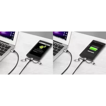 Cable USB Renkforce RF-4600467 0,5m USB A USB C/Micro-USB B/Lightning gris