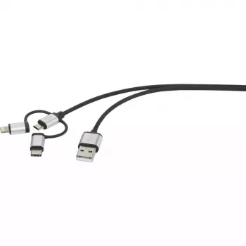 Cable USB Renkforce RF-4600467 0,5m USB A USB C/Micro-USB B/Lightning gris
