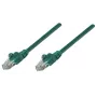 Cable de red patch Intellinet, Cat5e, 0,25 m, verde, CCA, U/UTP, PVC, RJ45, contactos bañados en oro, protección de lengüeta, funda antipinzamiento, garantía de por vida