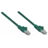 Cable de red patch Intellinet, Cat5e, 0,25 m, verde, CCA, U/UTP, PVC, RJ45, contactos bañados en oro, protección de lengüeta, funda antipinzamiento, garantía de por vida