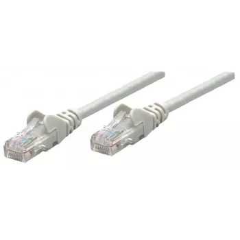 Cable de red patch Intellinet, Cat6, 0,25 m, gris, cobre, U/UTP, PVC, RJ45, contactos bañados en oro, protección antipinzamiento, funda antipinzamiento, garantía de por vida