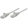 Cable de red patch Intellinet, Cat6, 0,25 m, gris, cobre, U/UTP, PVC, RJ45, contactos bañados en oro, protección antipinzamiento, funda antipinzamiento, garantía de por vida