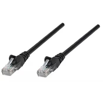 Cable de red patch Intellinet, Cat6, 1 m, negro, cobre, U/UTP, PVC, RJ45, contactos bañados en oro, protección antipinzamiento sin lengüeta, protección de funda, garantía de por vida
