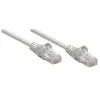 Cable de red patch Intellinet, Cat6, 0,25 m, gris, CCA, U/UTP, PVC, RJ45, contactos bañados en oro, sin lengüeta, funda antipinzamiento, garantía de por vida