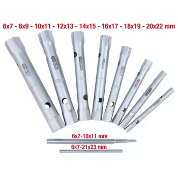 KS Tools Classic 518.0900 Juego de llaves de tubo, 10 uds., 6x7-20x22 mm