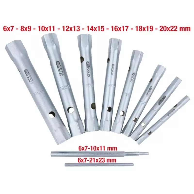 KS Tools Classic 518.0900 Juego de llaves de tubo, 10 uds., 6x7-20x22 mm