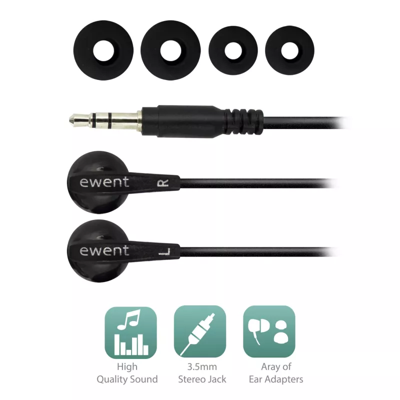 Ewent EW3584 cable para auriculares/headset con cable in-ear música negro