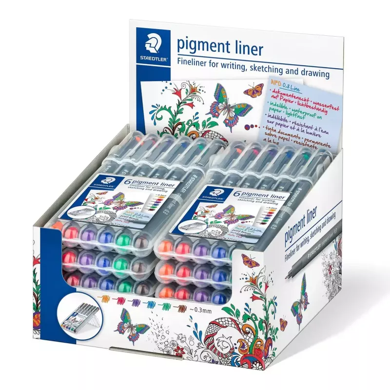 Rotulador de punta fina Staedtler Pigment Liner 30803-SSB6 Azul Marrón Verde Naranja Rojo Violeta