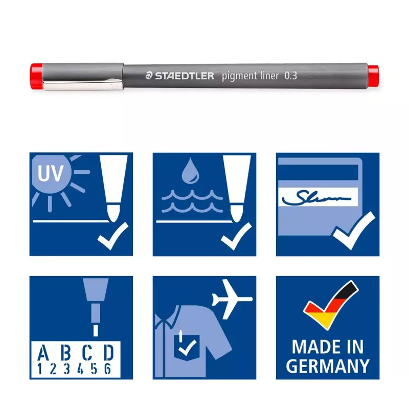 Rotulador de punta fina Staedtler Pigment Liner 30803-SSB6 Azul Marrón Verde Naranja Rojo Violeta
