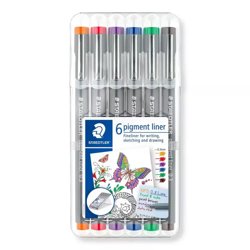 Rotulador de punta fina Staedtler Pigment Liner 30803-SSB6 Azul Marrón Verde Naranja Rojo Violeta