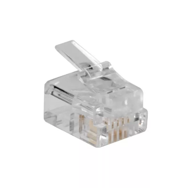 Conector modular ACT RJ11 (6P/4C) para cable redondo con conductores flexibles