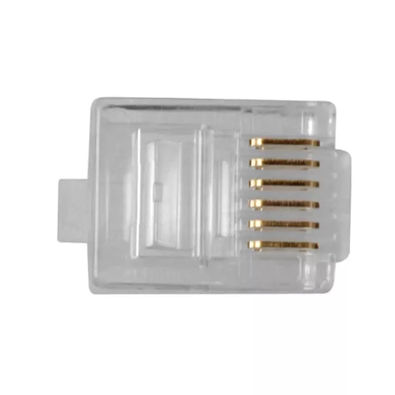 Conector modular Intronics RJ-12 M TD106M ACT cable redondo hilo macizo en bolsa 25 uds.