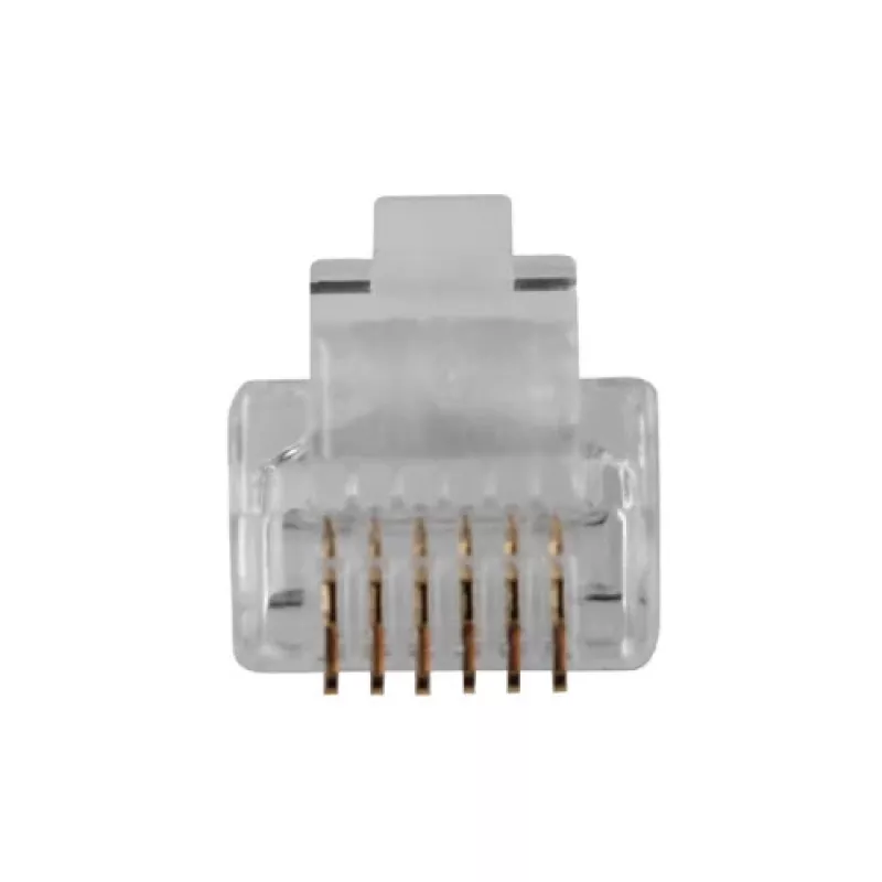 Conector modular Intronics RJ-12 M TD106M ACT cable redondo hilo macizo en bolsa 25 uds.