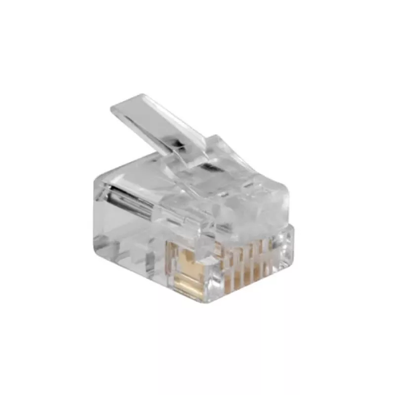Conector modular Intronics RJ-12 M TD106M ACT cable redondo hilo macizo en bolsa 25 uds.