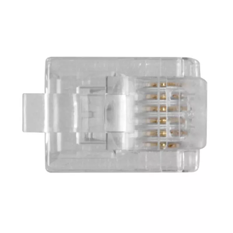 Conector modular Intronics RJ-12 M TD106M ACT cable redondo hilo macizo en bolsa 25 uds.