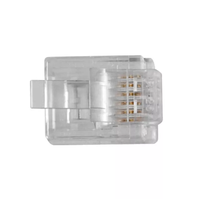 Conector modular ACT RJ12 (6P/6C) para cable redondo con conductores flexibles