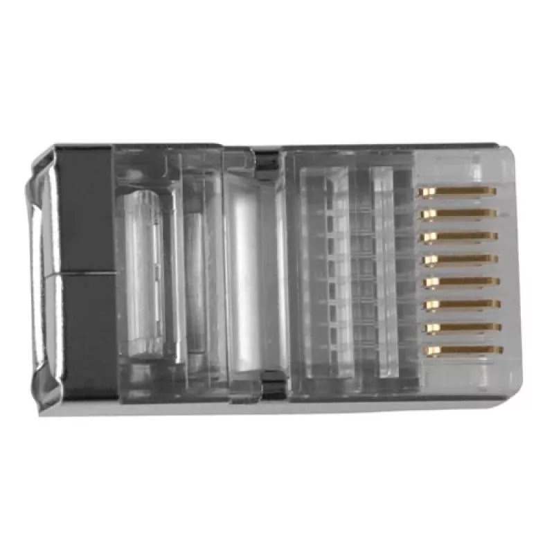 Conector modular blindado ACT RJ45 (8P/8C) para cable redondo con conductores flexibles