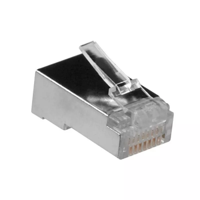 Conector modular blindado ACT RJ45 (8P/8C) para cable redondo con conductores flexibles