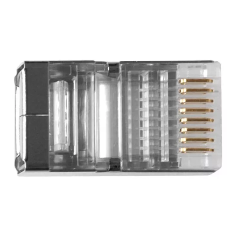 Conector modular blindado ACT RJ45 (8P/8C) para cable redondo con conductores macizos