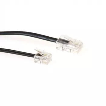 Cable telefónico plano ACT negro de 3 metros con conectores RJ11 y RJ45