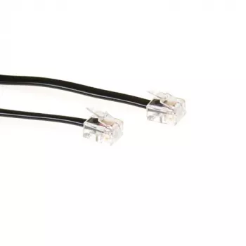 Cable telefónico plano ACT de 5 metros, negro, con conectores RJ11