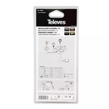 Amplificador de señal de TV Televes 553504 88 - 1006 MHz conector F AC 220 - 230 V