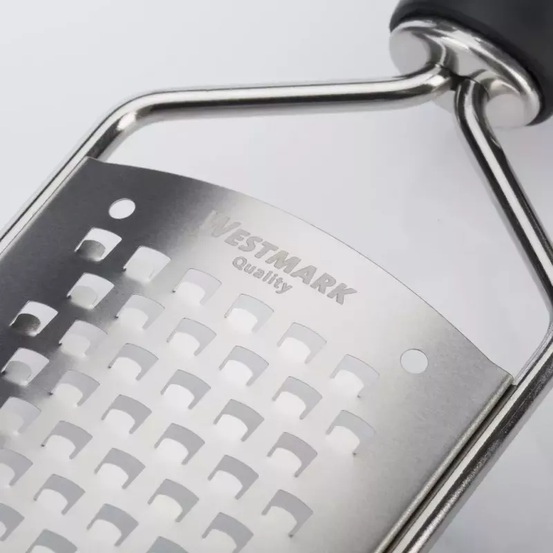 Westmark Technicus-Square 14122270 rallador plano, acero inoxidable/TPE, lazo para colgar, 65 mm, negro