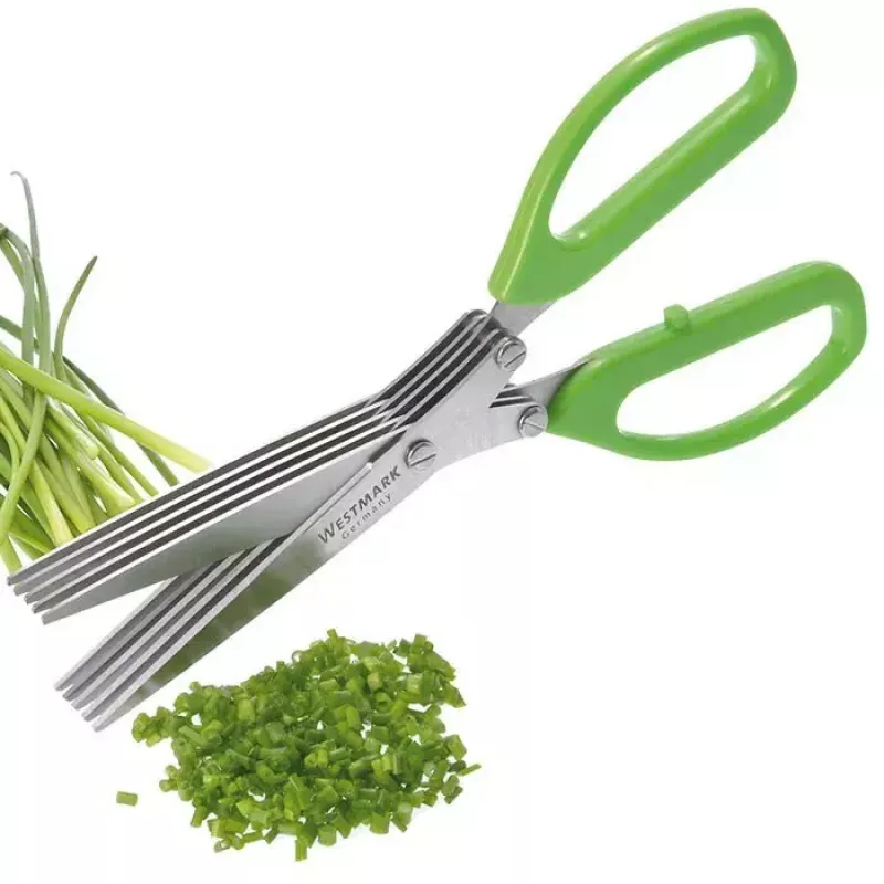 Tijeras de cocina Westmark Kräuter‑Fee 200 mm – hojas de acero inoxidable, mango verde, para hierbas