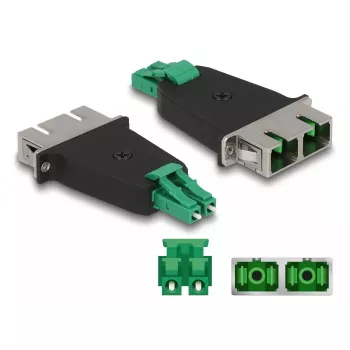 DeLOCK Acoplador híbrido para fibra óptica LC dúplex conector macho a conector hembra SC dúplex verde