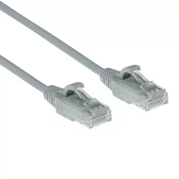 ACT Gris Cable de conexión slimline para centro de datos LSZH U/UTP CAT6 de 10 metros con alivio de tracción y conectores macho RJ45