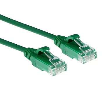ACT Verde Cable de conexión slimline para centro de datos LSZH U/UTP CAT6 de 7 metros con protección contra dobleces y conectores macho RJ45