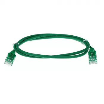 ACT Verde Cable de conexión slimline para centro de datos LSZH U/UTP CAT6 de 7 metros con protección contra dobleces y conectores macho RJ45