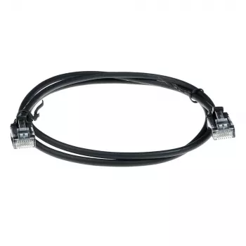 ACT Negro Cable de conexión slimline para centro de datos LSZH U/UTP CAT6 de 7 metros con protección de lengüeta y conectores macho RJ45