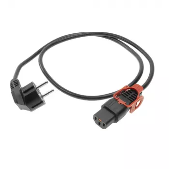 ACT cable de alimentación CEE 7/7 conector macho (acodado) - C13 IEC Lock+ negro 1 m, EL341S