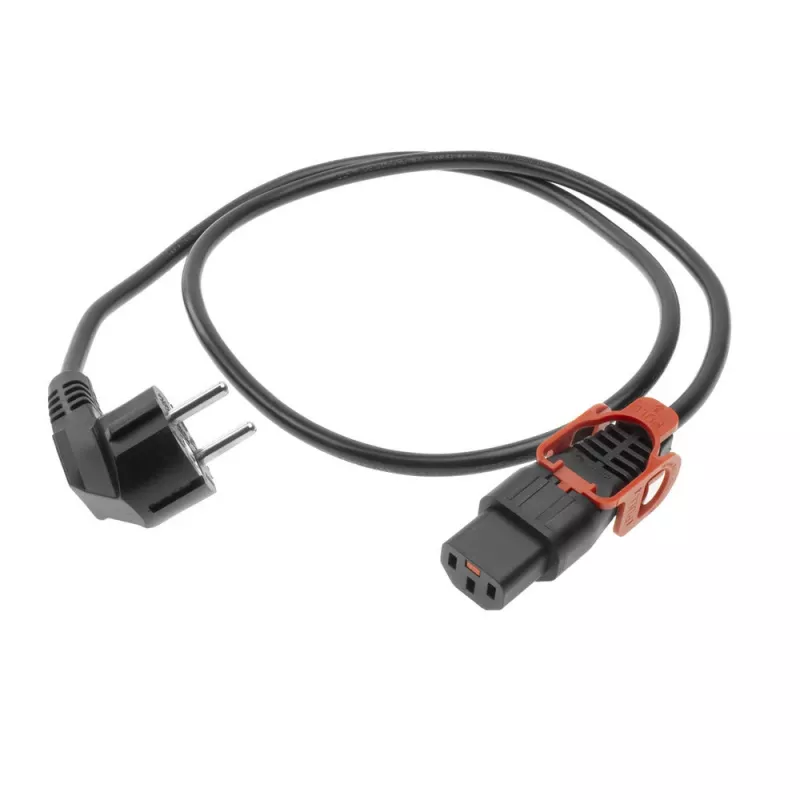 ACT cable de alimentación CEE 7/7 conector macho (acodado) - C13 IEC Lock+ negro 1 m, EL341S