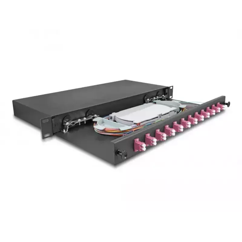 DeLOCK caja de empalme de fibra óptica 67005 negra metal 482x220x44 mm