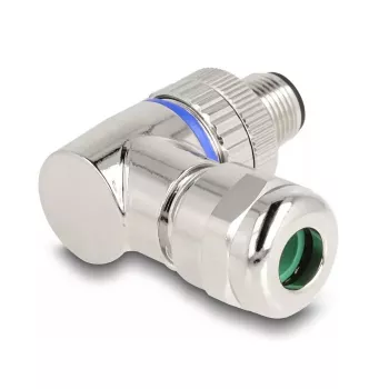 Conector macho M12 DeLOCK codificación A de 3 polos 90° acodado metal