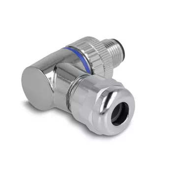 Conector macho M12 DeLOCK codificación A de 4 polos 90° acodado metal