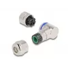 Conector hembra M12 DeLOCK codificación A de 3 polos 90° acodado metal