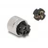 Conector hembra M12 DeLOCK codificación A de 3 polos 90° acodado metal
