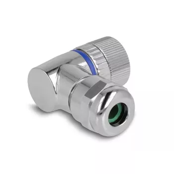 Conector hembra M12 DeLOCK codificación A de 3 polos 90° acodado metal