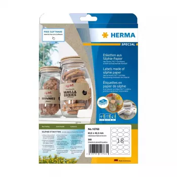 Etiqueta autoadhesiva HERMA 10763 Permanente Marrón 360 uds. Elipse 63,5x42,3 mm