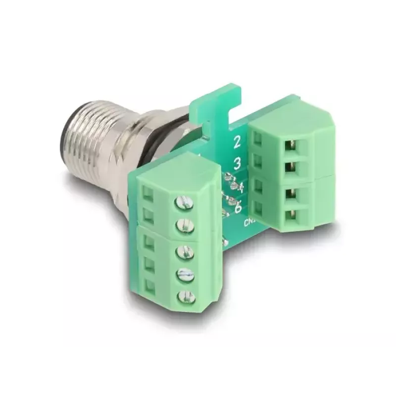Adaptador de módulo de transferencia DeLOCK M12 8 polos codificación A conector macho a regleta de bornes de 9 polos