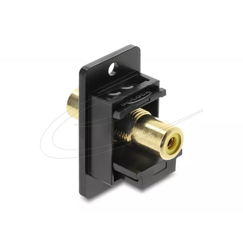 Módulo Keystone DELOCK 91113 con conectores hembra RCA a RCA, diseño plano, negro/amarillo